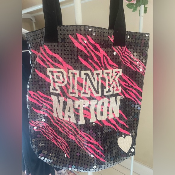 Pink Nation Vintage 2012 Sequin Tote Bag - Picture 1 of 5